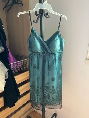 Jump Teal Green Embellished Midi Slip Dress